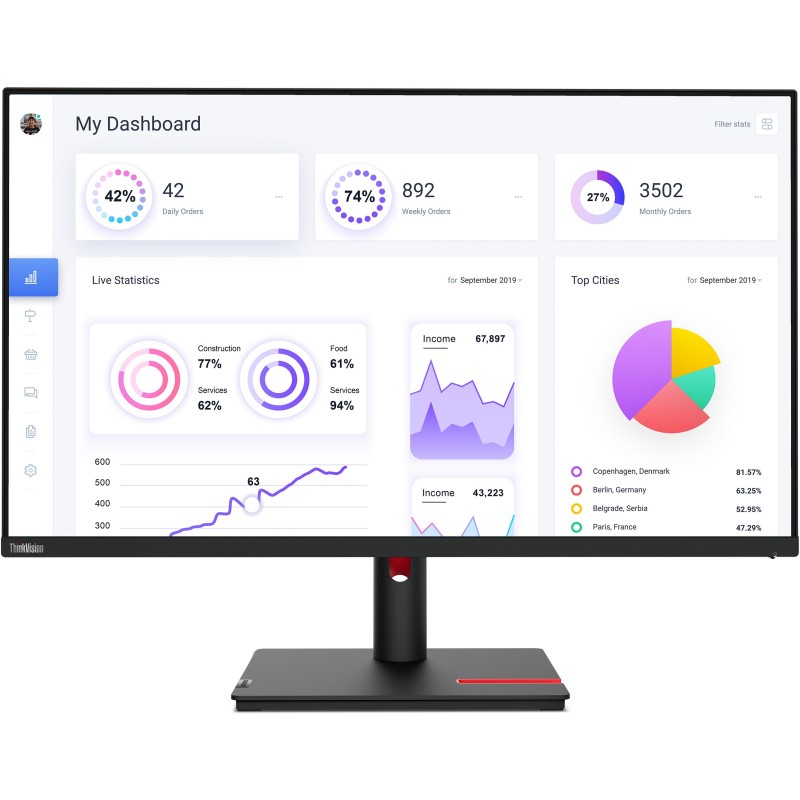 Lenovo ThinkVision T32p-30 - 31.5 inch 4K (3840x2160) IPS Monitor - 60Hz, 4ms, USB-C PD 90W, HDMI 2.0/DP 1.4, Pivot, Black