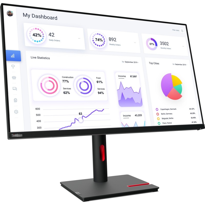 Lenovo ThinkVision T32p-30 - 31.5 inch 4K (3840x2160) IPS Monitor - 60Hz, 4ms, USB-C PD 90W, HDMI 2.0/DP 1.4, Pivot, Black