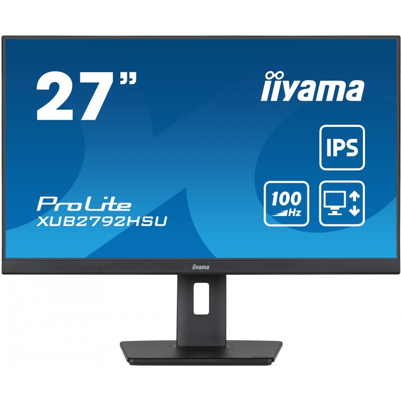 iiyama ProLite XUB2792HSU-B6 - 27" FHD IPS 100Hz 0.4ms HDMI DP1.4 Pivot Height-Adjustable VESA Speakers, Black
