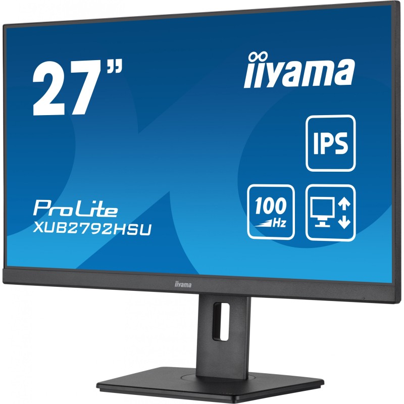 iiyama ProLite XUB2792HSU-B6 - 27" FHD IPS 100Hz 0.4ms HDMI DP1.4 Pivot Height-Adjustable VESA Speakers, Black