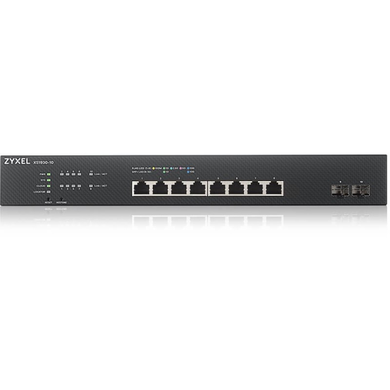 Zyxel XS1930-10-ZZ0101F - 8x 10G RJ45 + 2x SFP+ L3 Managed Rackmount Switch - Black — Buy in Cyprus with Fast Delivery