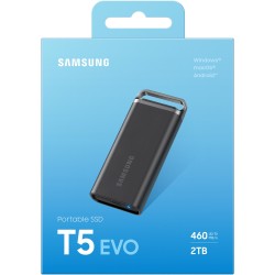Samsung Portable SSD T5 EVO - MU-PH2T0S - 2TB, USB 3.2 Gen1 (460 MB/s), Black, Hardware Encryption