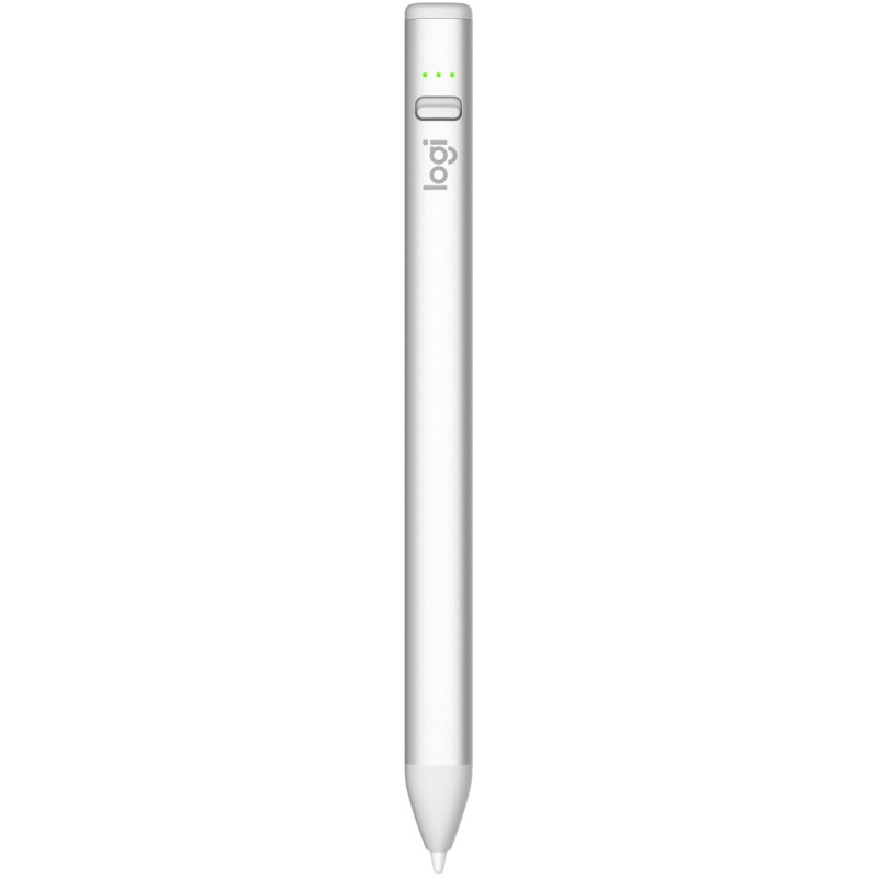 Logitech Crayon - Digital Pencil for iPad - Silver with White Tip, Built-in 80mAh Lithium, 7h Battery, Drop-Resistant