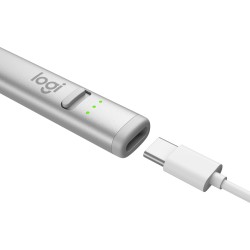Logitech Crayon - Digital Pencil for iPad - Silver with White Tip, Built-in 80mAh Lithium, 7h Battery, Drop-Resistant