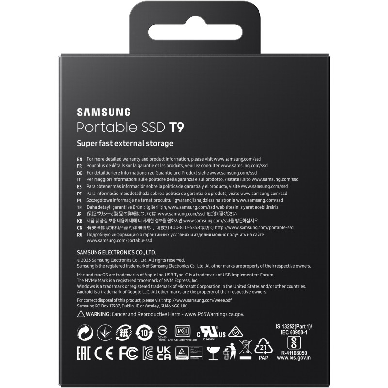 Samsung Portable SSD T9 - MU-PG2T0B - 2TB, USB-C 3.2 Gen2 (10Gbps), Black, 2000MB/s — Buy in Cyprus with Fast Delivery
