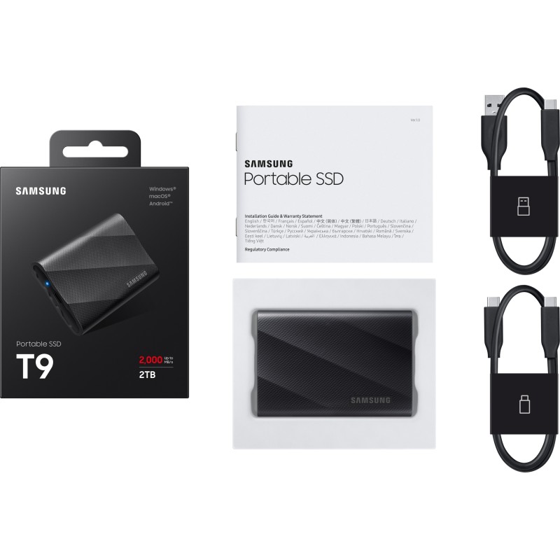 Samsung Portable SSD T9 - MU-PG2T0B - 2TB, USB-C 3.2 Gen2 (10Gbps), Black, 2000MB/s — Buy in Cyprus with Fast Delivery