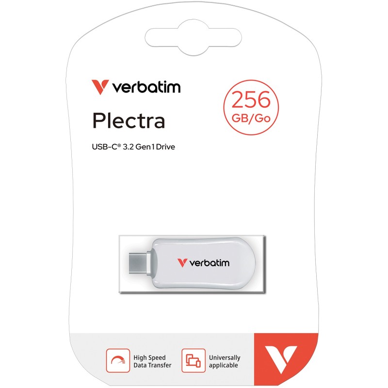 Verbatim Plectra USB-C Flash Drive 256GB - Model 30230 - White, USB 3.2 Gen1, 100MB/s — Buy in Cyprus with Fast Delivery