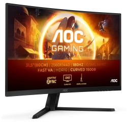 AOC CQ32G4VE - 31.5" QHD Curved Gaming Monitor, 1500R, 180Hz, 1ms GTG, HDR10, DP1.4 & HDMI 2.0, Black