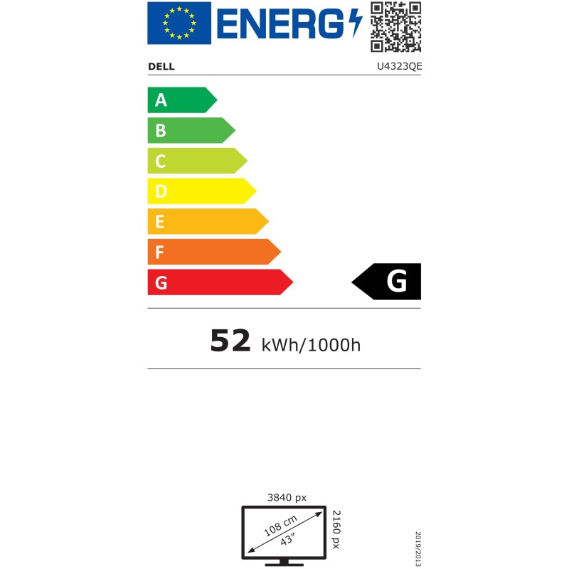 Dell UltraSharp U4323QE - 43" 4K UHD IPS Monitor - USB-C 90W PD, 2xDP1.4, 2xHDMI2.1, 60Hz, 5ms, Silver