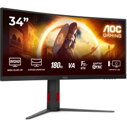 AOC CU34G4 - 34-inch (86.4 cm) Curved UWQHD 3440x1440, 180Hz, Fast VA, 1ms GTG, HDMI 2.0 & DP1.4, Black/Red