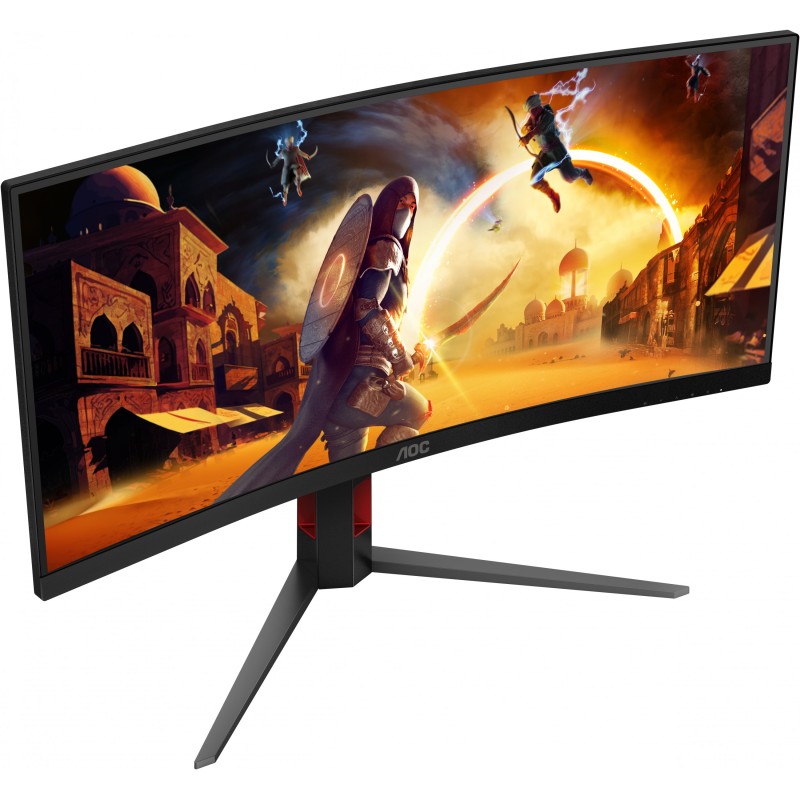 AOC CU34G4 - 34-inch (86.4 cm) Curved UWQHD 3440x1440, 180Hz, Fast VA, 1ms GTG, HDMI 2.0 & DP1.4, Black/Red