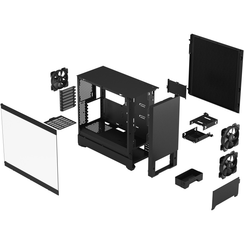 Fractal Design Pop Silent - Black - Mid-Tower ATX/mATX/Mini-ITX, Tempered Glass Window, Steel Chassis