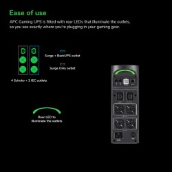 APC Back-UPS Pro 2200VA BGM2200B-GR - 1320W, 6 outlets (4 Schuko + 2 IEC C13), Black, LCD & RGB lighting