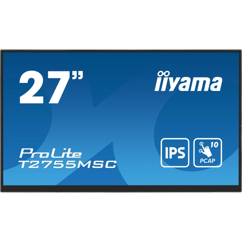 iiyama ProLite T2755MSC-B1 - 27" FHD 10pt PCAP Touch IPS Monitor, 60Hz, 5ms, HDMI/DP, USB 3.2, Speakers, Black
