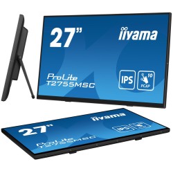 iiyama ProLite T2755MSC-B1 - 27" FHD 10pt PCAP Touch IPS Monitor, 60Hz, 5ms, HDMI/DP, USB 3.2, Speakers, Black