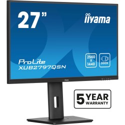 iiyama ProLite XUB2797QSN-B2 - 27" QHD (2560x1440) IPS 100Hz 1ms, USB-C 65W Dock, HDMI/DP, Speakers, Pivot - Black