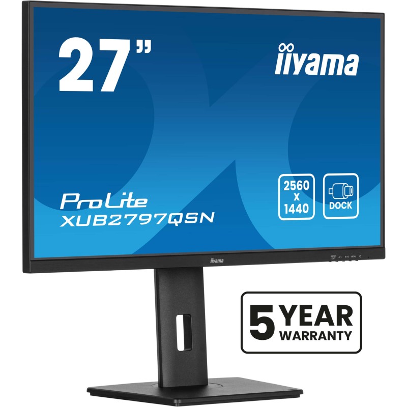 iiyama ProLite XUB2797QSN-B2 - 27" QHD (2560x1440) IPS 100Hz 1ms, USB-C 65W Dock, HDMI/DP, Speakers, Pivot - Black