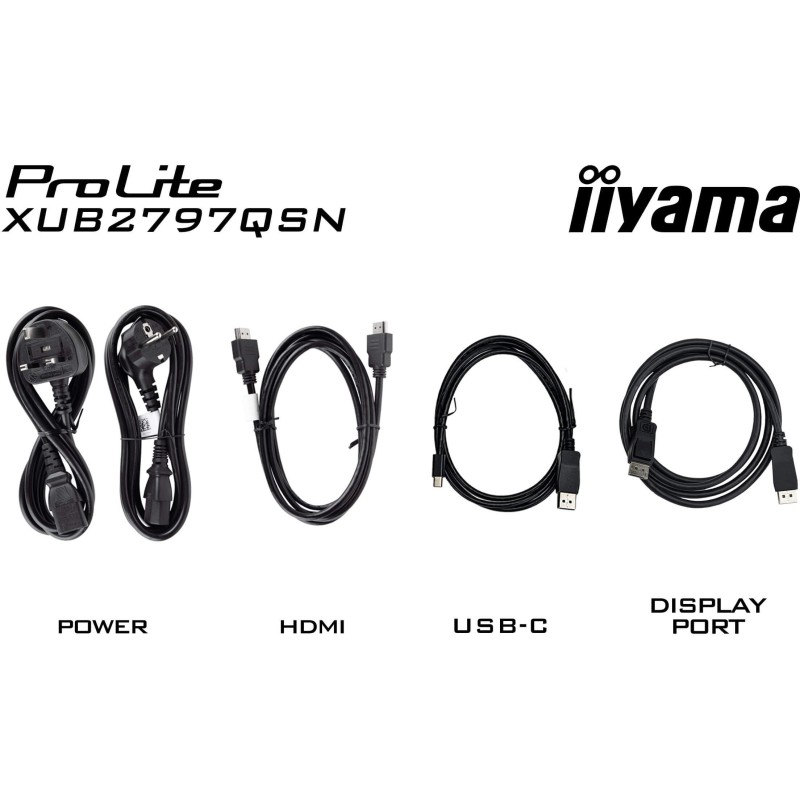iiyama ProLite XUB2797QSN-B2 - 27" QHD (2560x1440) IPS 100Hz 1ms, USB-C 65W Dock, HDMI/DP, Speakers, Pivot - Black