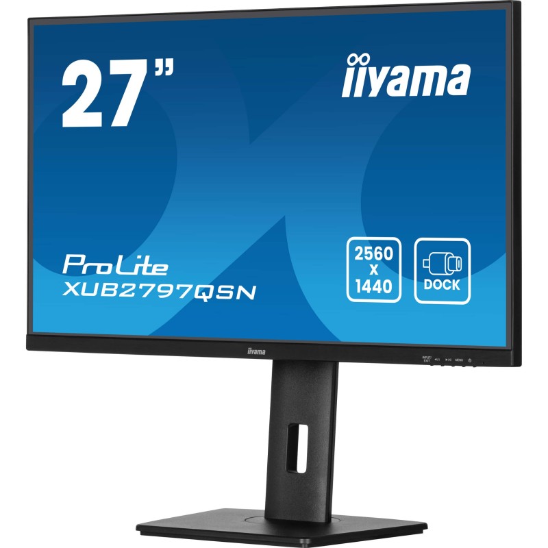 iiyama ProLite XUB2797QSN-B2 - 27" QHD (2560x1440) IPS 100Hz 1ms, USB-C 65W Dock, HDMI/DP, Speakers, Pivot - Black