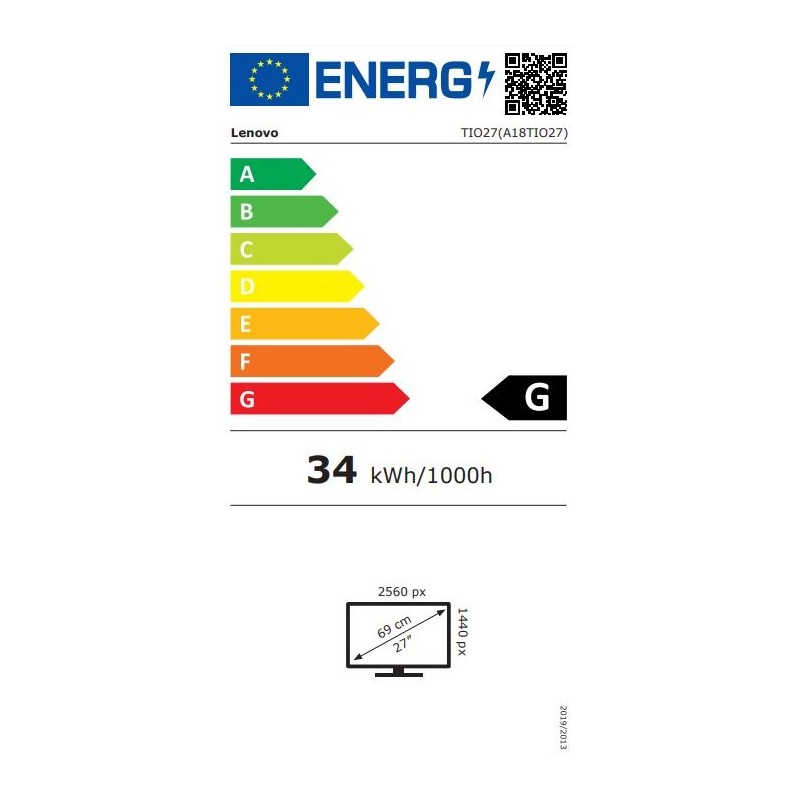Lenovo Tiny-in-One 27 - 11JHRAT1EU - 27-inch QHD (2560x1440) IPS, 75Hz, 4ms, Pivot/Height, USB 3.2 Hub, Speakers, Black