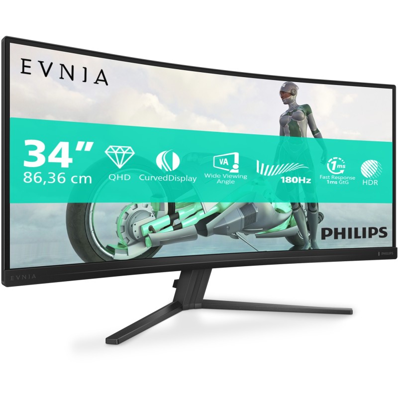 Philips Evnia 34M2C3500L - 34" UWQHD 3440x1440 21:9 Curved 1500R - 180Hz 1ms VA - Charcoal Gray