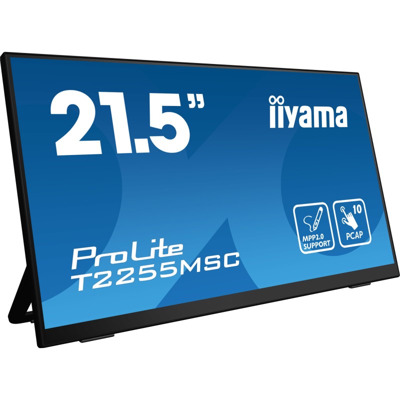 iiyama ProLite T2255MSC-B1 - 21.5in FHD Touch IPS Monitor, 1920x1080, PCAP 10pt, HDMI/DP, Black