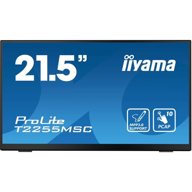 iiyama ProLite T2255MSC-B1 - 21.5in FHD Touch IPS Monitor, 1920x1080, PCAP 10pt, HDMI/DP, Black