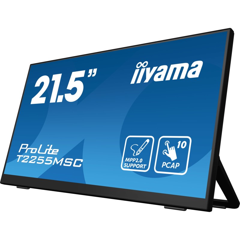 iiyama ProLite T2255MSC-B1 - 21.5in FHD Touch IPS Monitor, 1920x1080, PCAP 10pt, HDMI/DP, Black