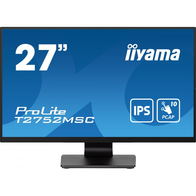 iiyama ProLite T2752MSC-B1 - 27in FHD IPS 10pt PCAP Touch Monitor, 60Hz, 5ms, HDMI/DP, USB Hub, Speakers, Black