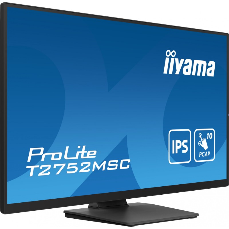 iiyama ProLite T2752MSC-B1 - 27in FHD IPS 10pt PCAP Touch Monitor, 60Hz, 5ms, HDMI/DP, USB Hub, Speakers, Black