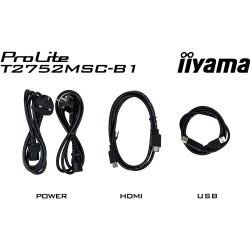iiyama ProLite T2752MSC-B1 - 27in FHD IPS 10pt PCAP Touch Monitor, 60Hz, 5ms, HDMI/DP, USB Hub, Speakers, Black