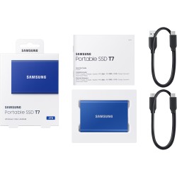 Samsung Portable SSD T7 - 2TB - USB 3.2 Gen2 (USB-C), 1050/1000 MB/s, Blue, AES-256 — Buy in Cyprus with Fast Delivery