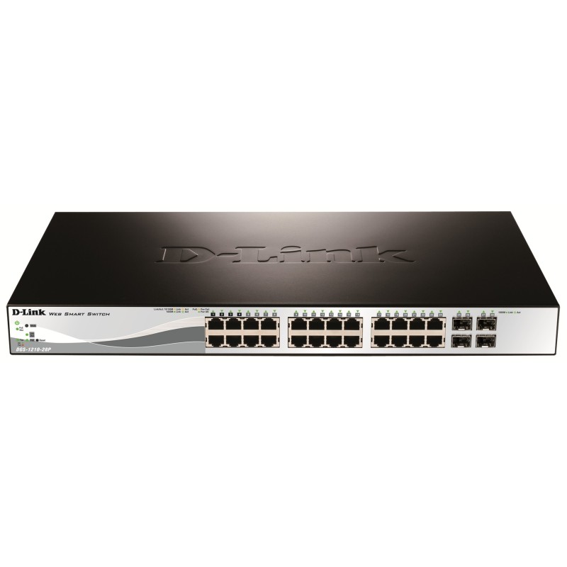 D-Link DGS-1210-28P - Managed L2 PoE+ Switch, 24x Gigabit RJ45 + 4x SFP, 1U Rackmount — Buy in Cyprus with Fast Delivery