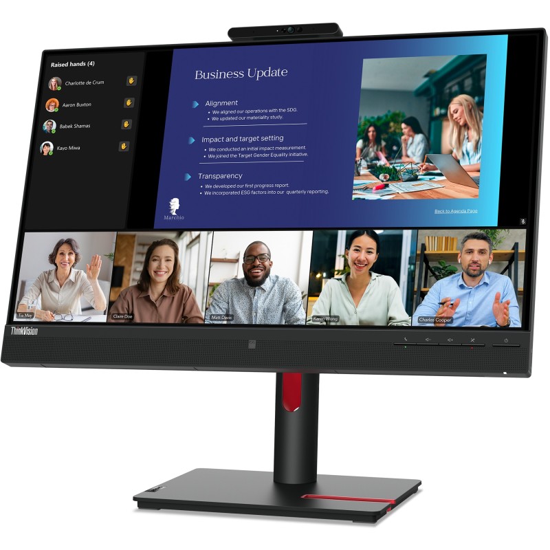 Lenovo ThinkVision T24v-30 - 23.8in FHD (1920x1080) IPS 75Hz Monitor, 4ms, Webcam & Speakers, HDMI/DP/VGA, Raven Black