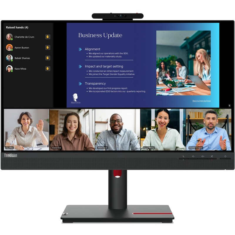 Lenovo ThinkVision T24v-30 - 23.8in FHD (1920x1080) IPS 75Hz Monitor, 4ms, Webcam & Speakers, HDMI/DP/VGA, Raven Black