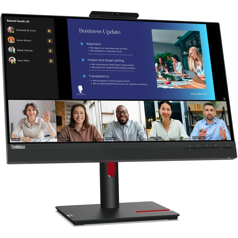 Lenovo ThinkVision T24v-30 - 23.8in FHD (1920x1080) IPS 75Hz Monitor, 4ms, Webcam & Speakers, HDMI/DP/VGA, Raven Black