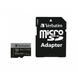 Verbatim Pro microSDXC 512GB - Black - UHS-I (U3, V30, A2), 100MB/s Read, 90MB/s Write — Buy in Cyprus with Fast Delivery