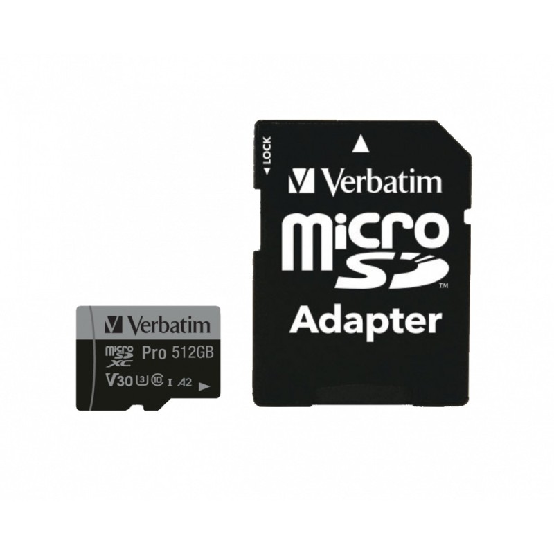 Verbatim Pro microSDXC 512GB - Black - UHS-I (U3, V30, A2), 100MB/s Read, 90MB/s Write — Buy in Cyprus with Fast Delivery