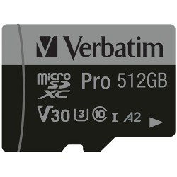 Verbatim Pro microSDXC 512GB - Black - UHS-I (U3, V30, A2), 100MB/s Read, 90MB/s Write — Buy in Cyprus with Fast Delivery