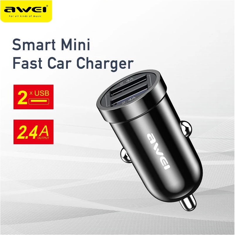 Car Charger Awei C-707 2 USB ports - Official distributor b2b Armenius Store