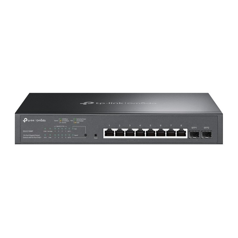TP-Link Omada SG2210MP - 10-Port Gigabit Smart Switch (8x PoE+ 150W, 2x SFP) - Black, 1U Rackmount