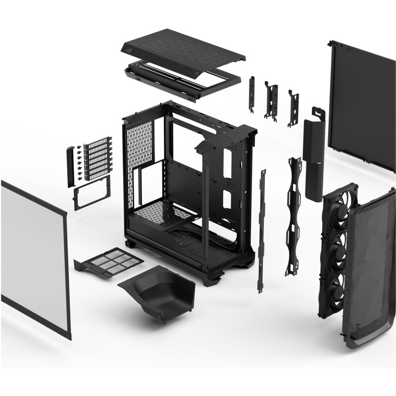 Midi Fractal Design Meshify 3 Black TG Light Tint - Mid Tower PC Case, ATX/E-ATX/Micro-ATX/Mini-ITX