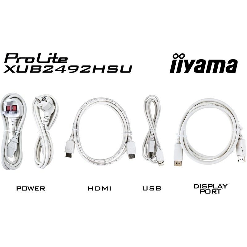 iiyama ProLite XUB2492HSU-W6 24-inch IPS FHD Monitor - XUB2492HSU-W6 - White, 1080p, 100Hz, 0.4ms