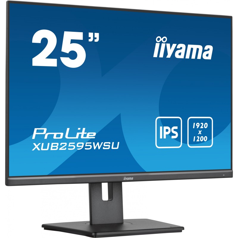 iiyama ProLite XUB2595WSU-B5 - 25 inch IPS LED Monitor - 1920x1200, 16:10, 4ms - Height/Swivel/Pivot, Black