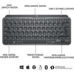 Logitech MX Keys Mini - MX Keys Mini - Graphite, German QWERTZ, LED Backlit, Wireless — Buy in Cyprus with Fast Delivery