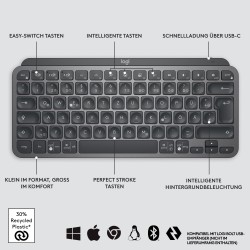 Logitech MX Keys Mini - MX Keys Mini - Graphite, German QWERTZ, LED Backlit, Wireless — Buy in Cyprus with Fast Delivery