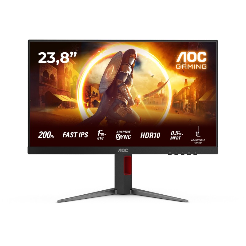 AOC 24G4HA - 23.8" Fast IPS Gaming Monitor, FHD 1920x1080, 200Hz 1ms, HDR10, 2xHDMI2.0+DP1.4, Black/Red