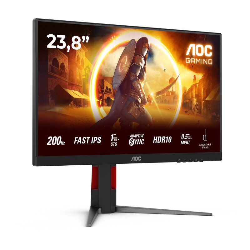 AOC 24G4HA - 23.8" Fast IPS Gaming Monitor, FHD 1920x1080, 200Hz 1ms, HDR10, 2xHDMI2.0+DP1.4, Black/Red