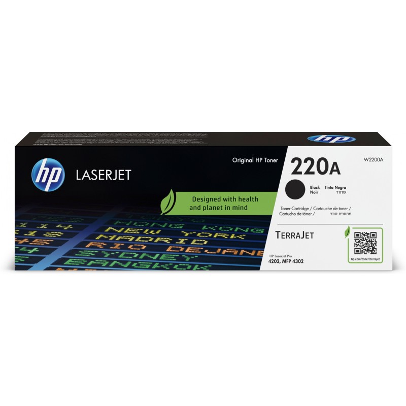 HP 220A (W2200A) Original Black Toner Cartridge - Standard Yield ~2,000 Pages - For LaserJet Pro 4202/4302