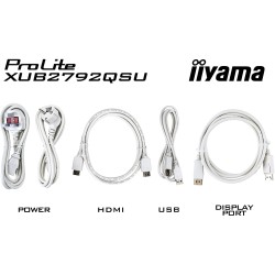 iiyama ProLite XUB2792QSU-W6 - 27" WQHD (2560x1440) IPS 100Hz Monitor, 0.4ms, HDMI/DP, USB 3.2 Hub, Height/Pivot, White